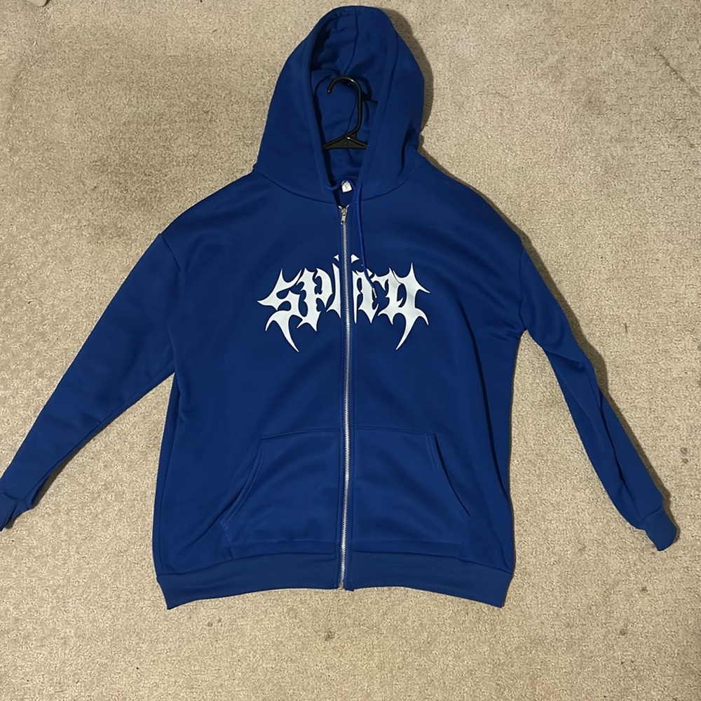 SPIDER ZIP UP HOODIE (BLUE) SIZE L